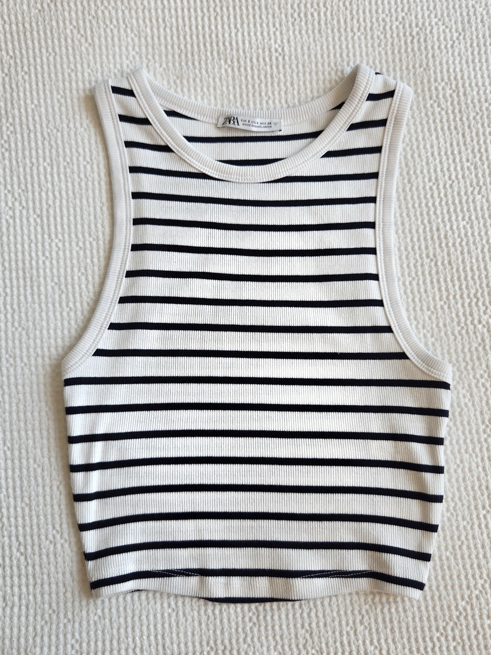 Zara Black & White Striped Ribbed Tank